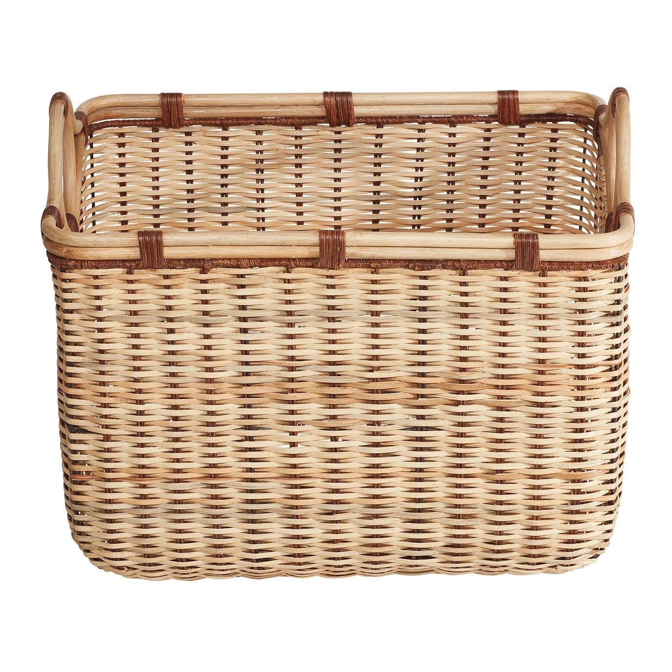 Wicker Rattan Basket with Brown Cord