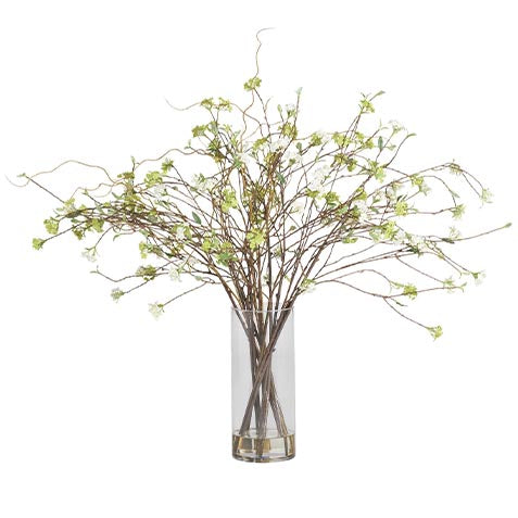 Green Spirea Branch in Tall Vase
