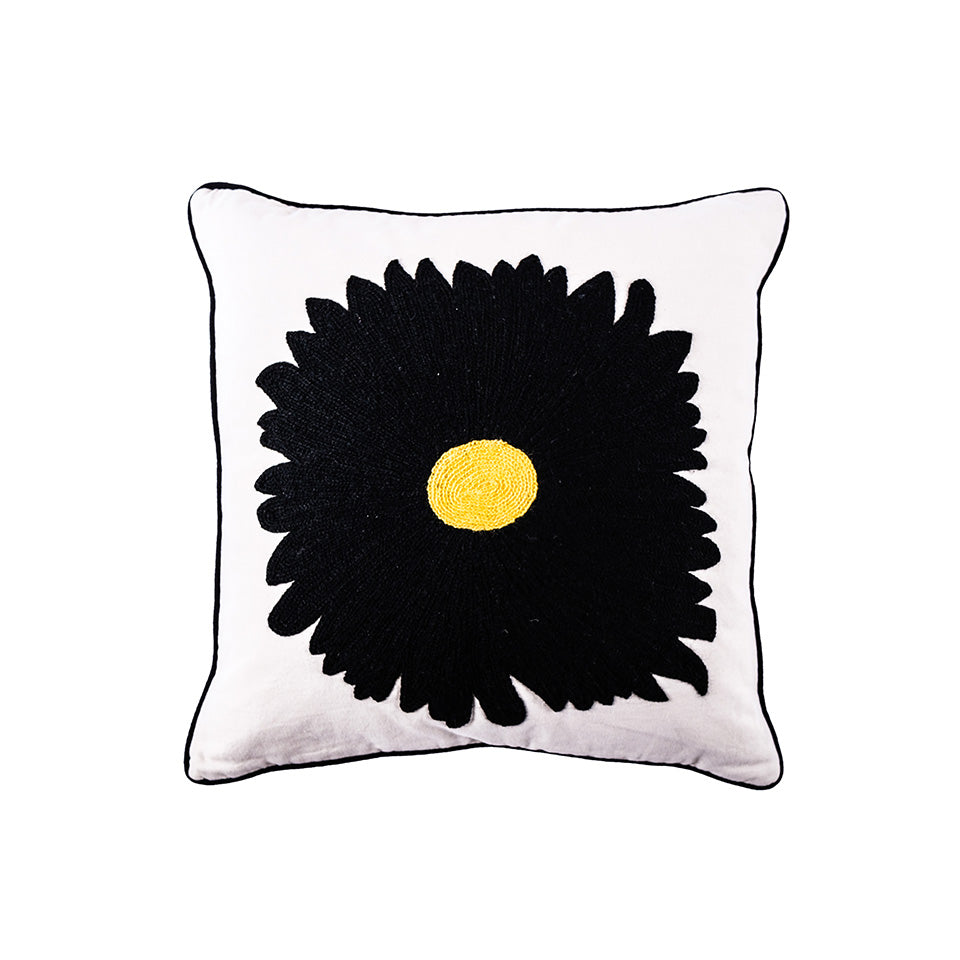 Black Gerber Daisy Pillow