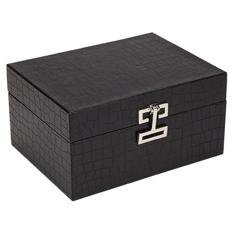 Small Black Croc Box