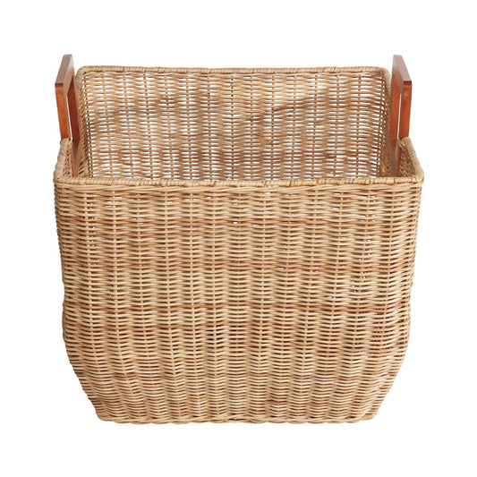 Wicker Basket with Wood Handles