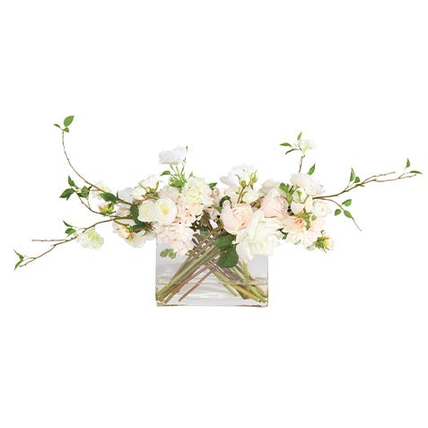 Blush Mix in Linear Glass Vase