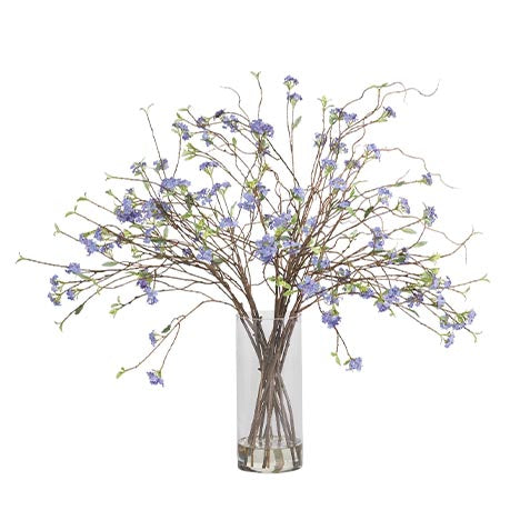 Blue Spirea Branch Tall Vase