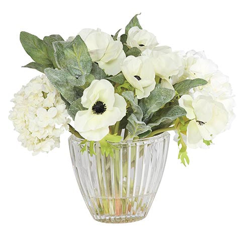 White Floral Mix in Oval Vase